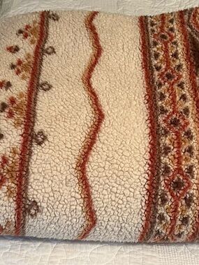 Cozy Sherpa Aztec Blanket with Rust and Earth Tone Pattern